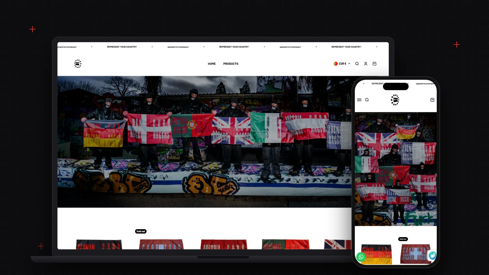 Onlineshop von EuroRagers auf Laptop und Smartphone